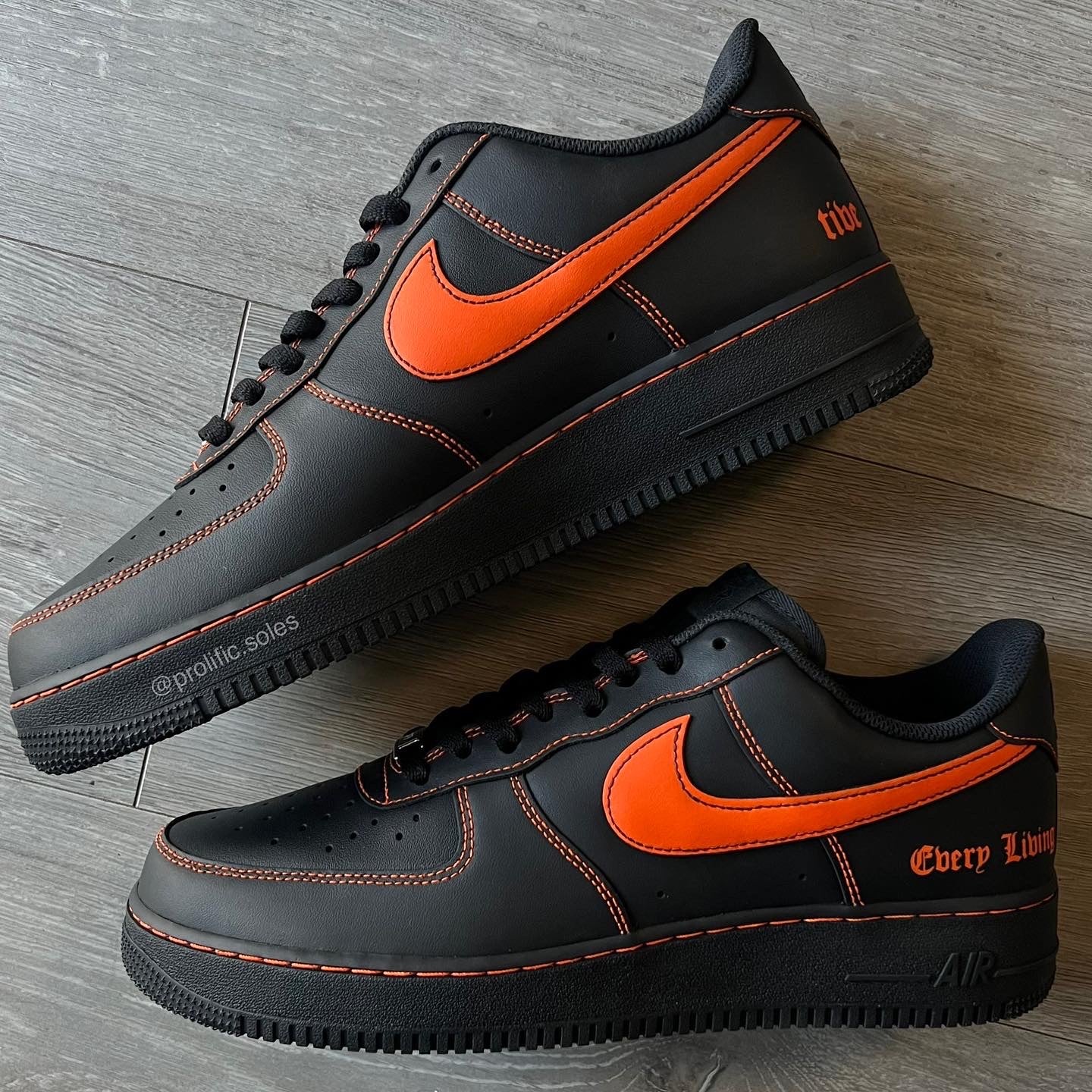 Orange VLONE Custom x Black AF1