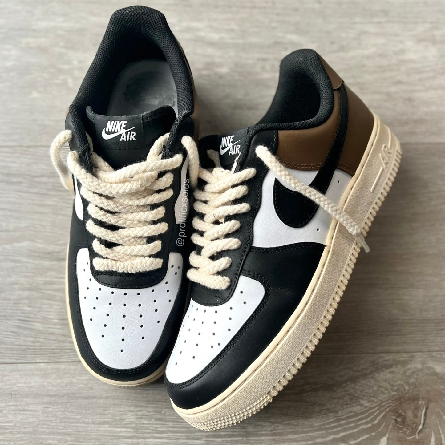 Rope Laced Mocha Brown x Black AF1