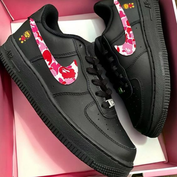 Pink Bape Camo x Black AF1