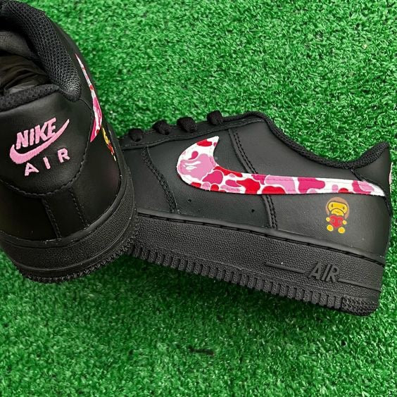 Pink Bape Camo x Black AF1